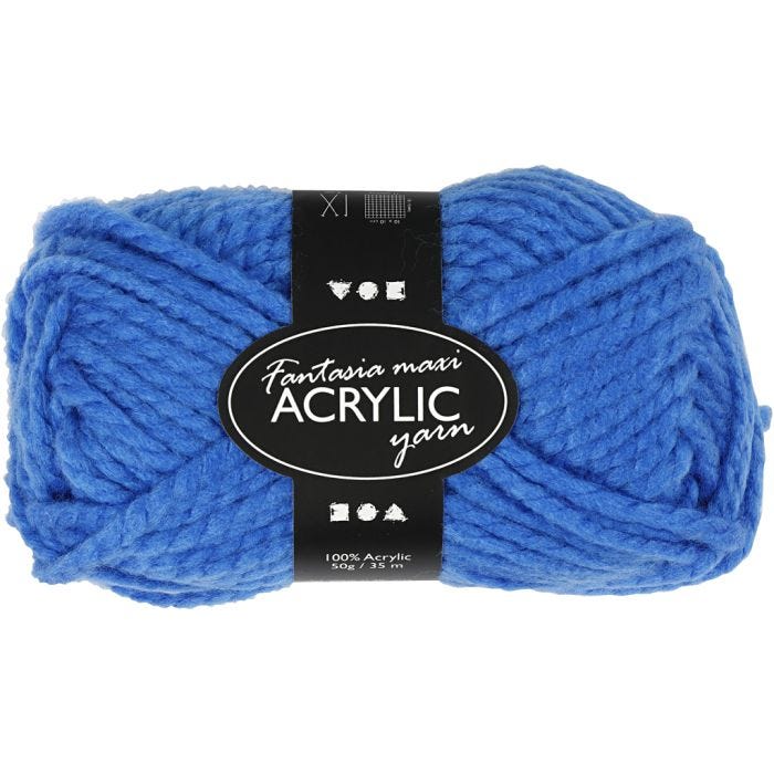 Pelote de Laine Acrylique Fantasia, L : 35 M, Maxi, bleu, 50 gr/ 1 boule