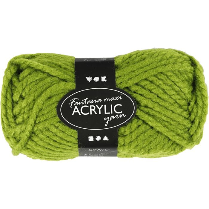 Pelote de Laine Acrylique Fantasia, L : 35 M, Maxi, vert, 50 gr/ 1 boule