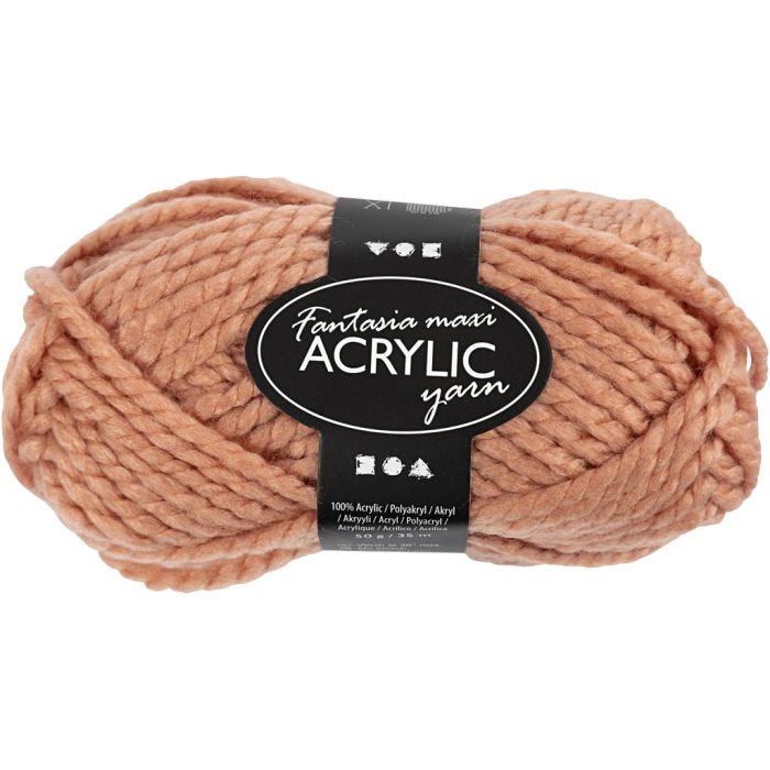 Pelote de Laine Acrylique Fantasia, L : 35 M, Maxi, beige, 50 gr/ 1 boule