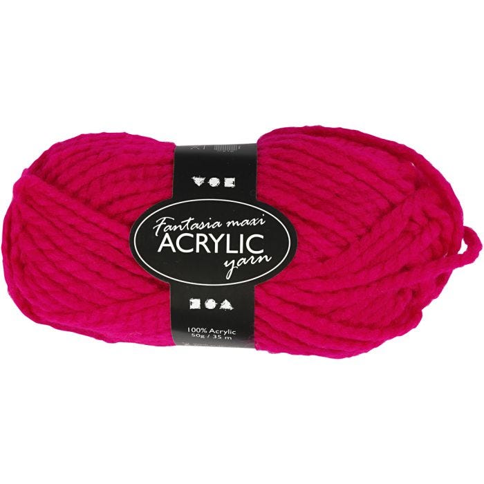Pelote de Laine Acrylique Fantasia, L : 35 M, Maxi, fuchsia, 50 gr/ 1 boule