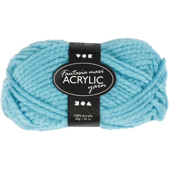 Pelote de Laine Acrylique Fantasia, L : 35 M, Maxi, turquoise, 50 gr/ 1 boule