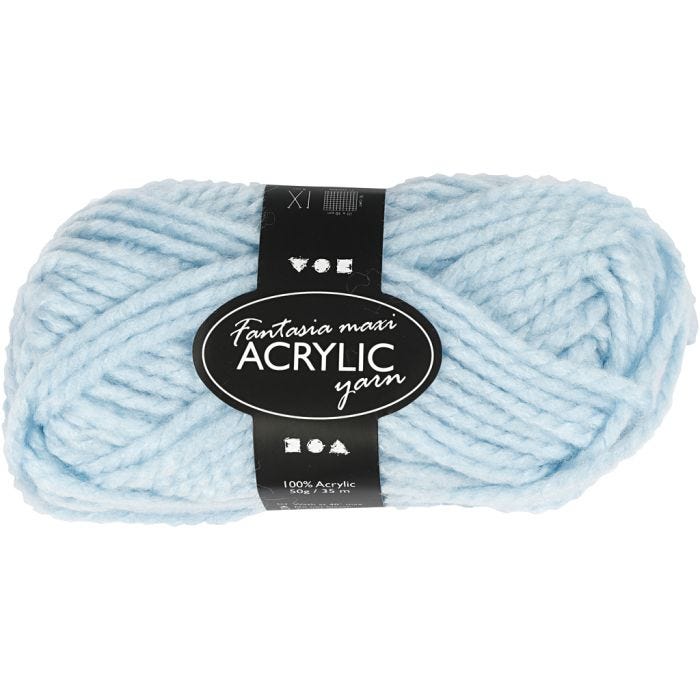 Pelote de Laine Acrylique Fantasia, L : 35 M, Maxi, bleu clair, 50 gr/ 1 boule