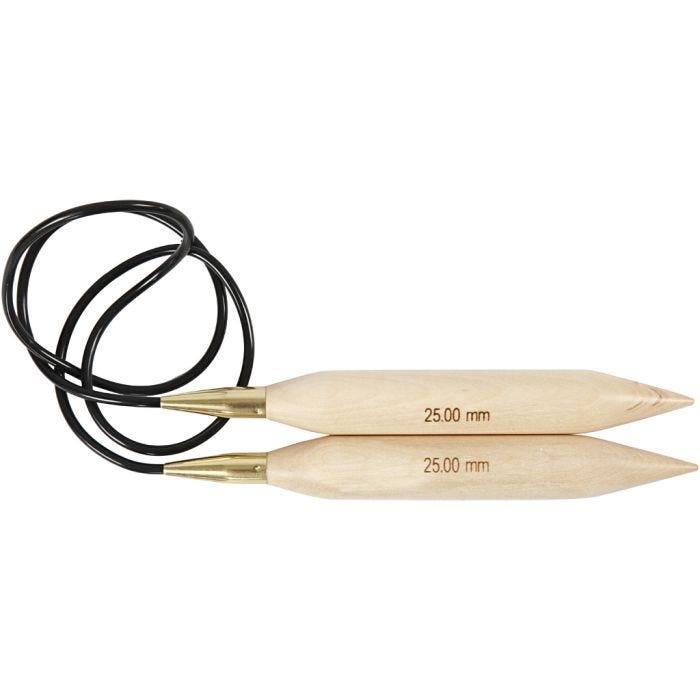 Aiguilles à tricoter circulaires, L : 150 cm, dim. 25 mm, 1 pièce