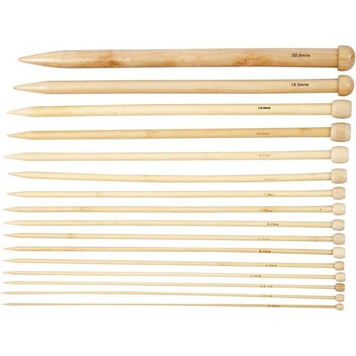 Aiguilles à tricoter, L : 35 cm, dim. 2,5-20 mm, 16 paire/ 1 Pq.