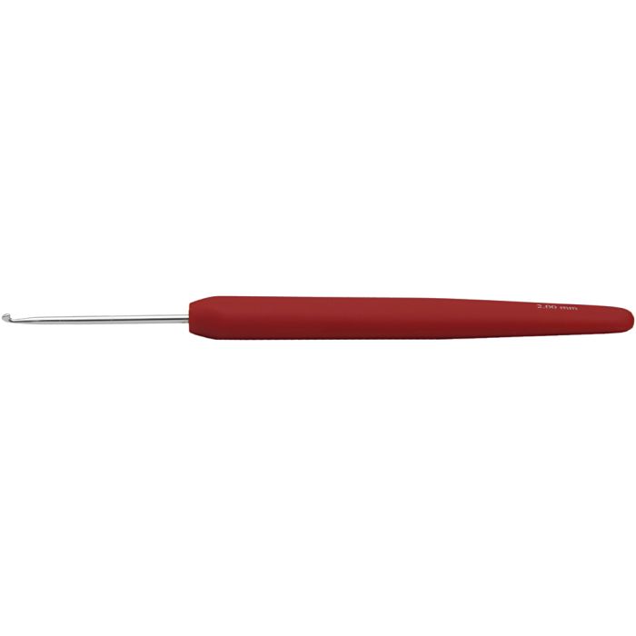 Crochet, dim. 2, L : 13,3 cm, dim. 2 mm, rouge, 1 pièce