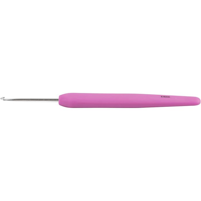 Crochet, dim. 2,5, L : 13,3 cm, dim. 2,5 mm, rose clair, 1 pièce