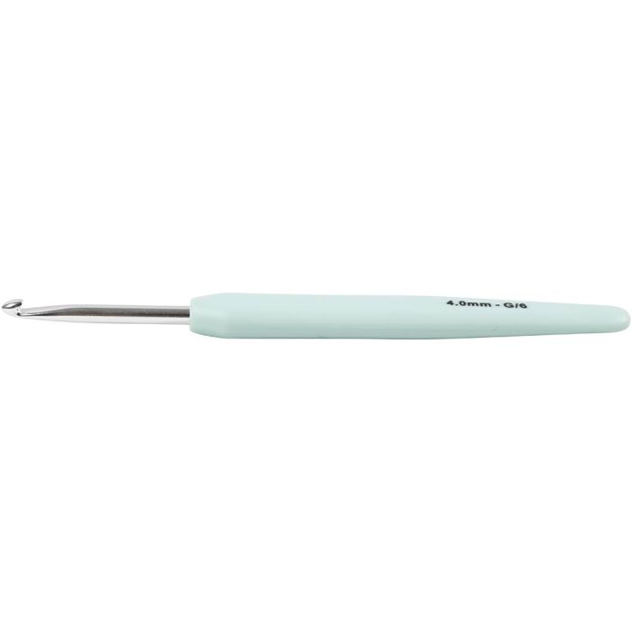 Crochet, dim. 4, L : 13,3 cm, dim. 4 mm, vert pastel, 1 pièce
