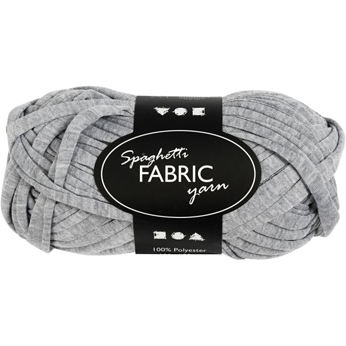 Pelote de Fil Spaghetti, L : 35 M, ca. 10 mm, gris, 100 gr/ 1 boule