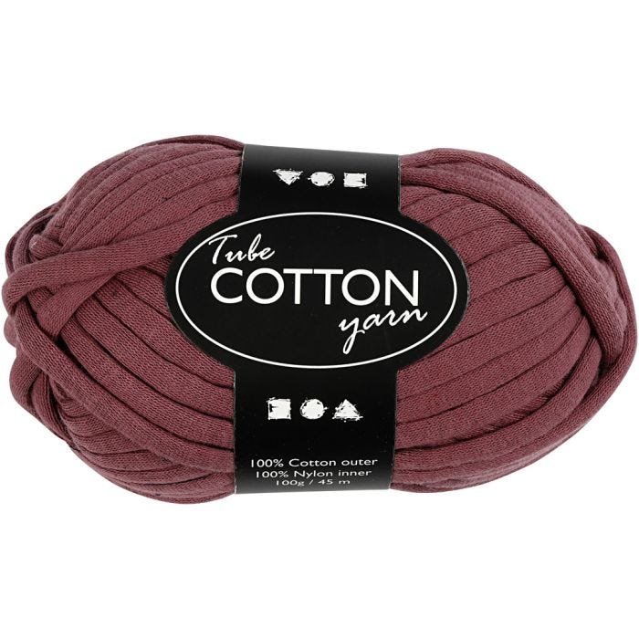 Pelote de fil de coton tubulaire, L : 45 M, violet, 100 gr/ 1 boule