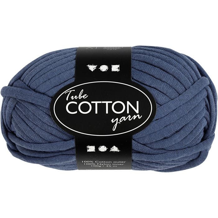 Pelote de fil de coton tubulaire, L : 45 M, bleu foncé, 100 gr/ 1 boule