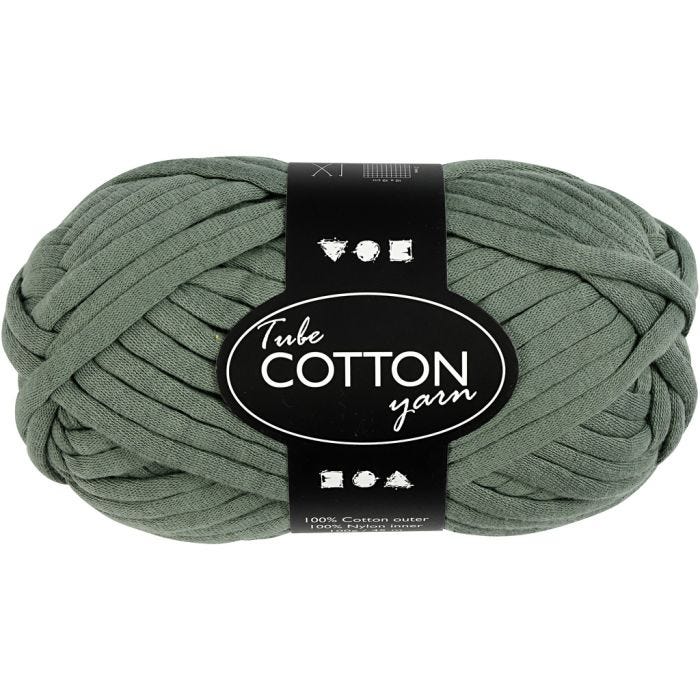 Pelote de fil de coton tubulaire, L : 45 M, vert foncé, 100 gr/ 1 boule