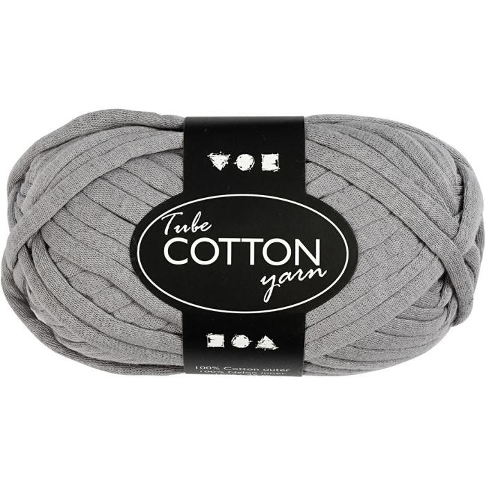 Pelote de fil de coton tubulaire, L : 45 M, gris, 100 gr/ 1 boule