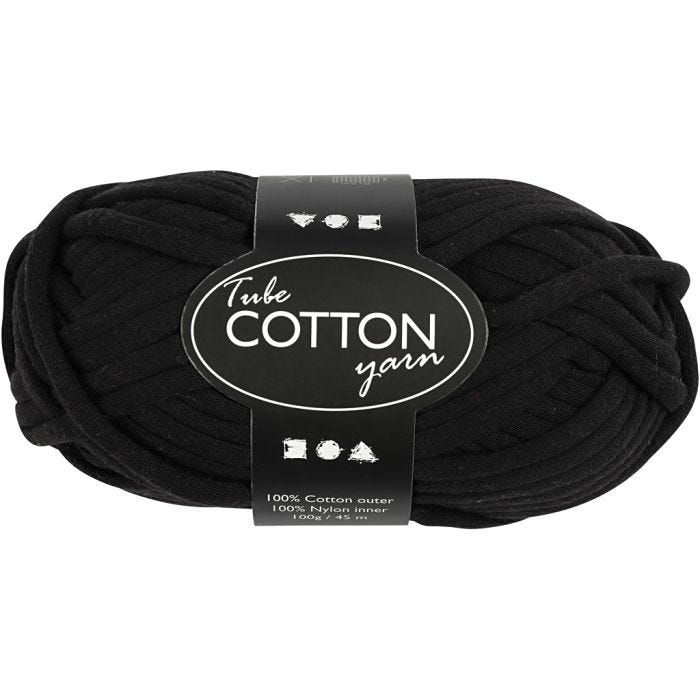 Pelote de fil de coton tubulaire, L : 45 M, noir, 100 gr/ 1 boule