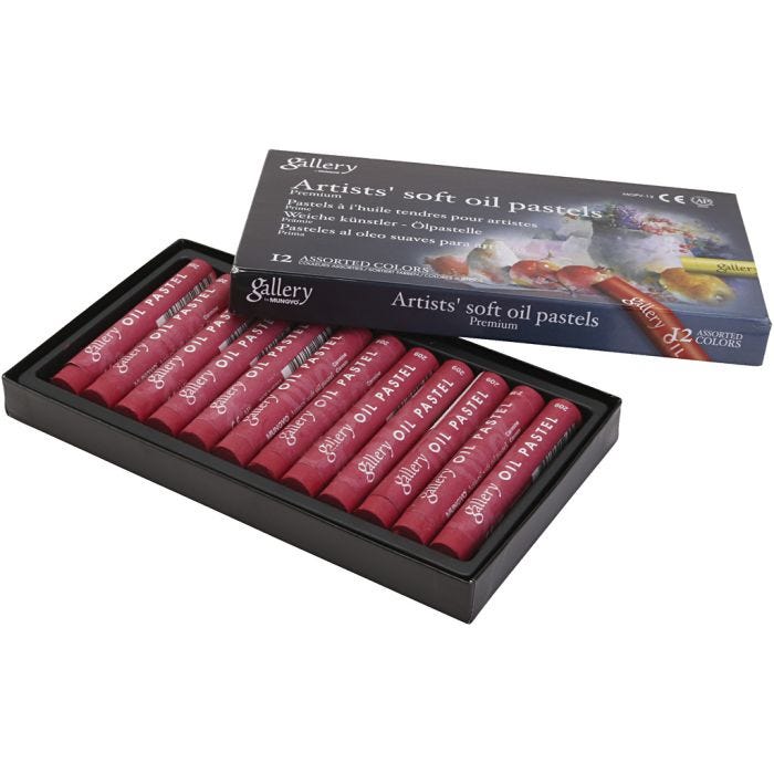 Pastels à l'huile Gallery, L : 7 cm, d 11 mm, ép. 11 mm, rouge carmin, 12 pièces/ 1 Pq.