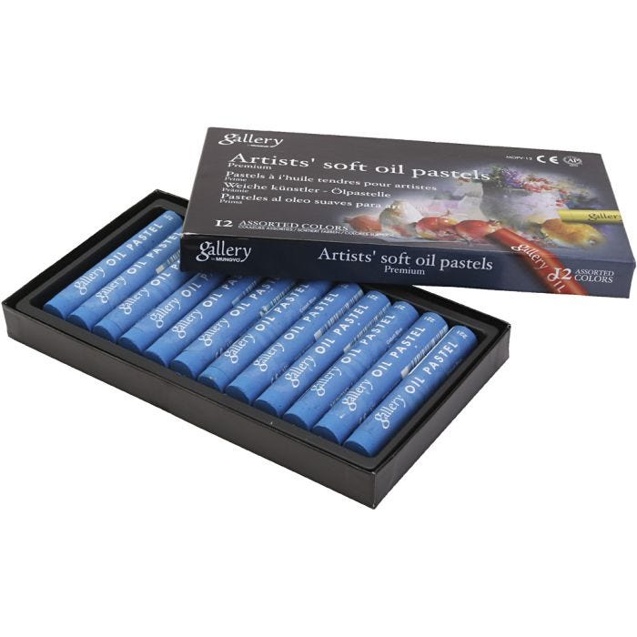 Pastels à l'huile Gallery, L : 7 cm, d 11 mm, ép. 11 mm, cabalt transparent, 12 pièces/ 1 Pq.
