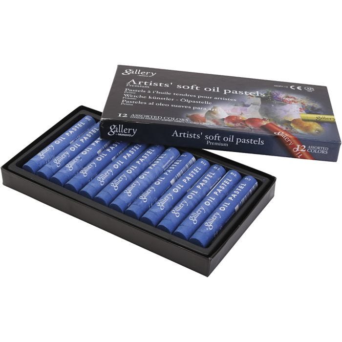 Pastels à l'huile Gallery, L : 7 cm, d 11 mm, ép. 11 mm, ultra marine, 12 pièces/ 1 Pq.
