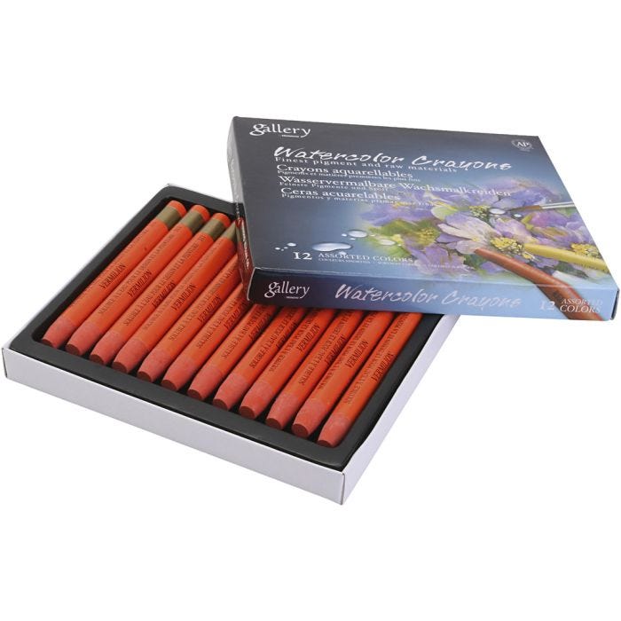Pastels à la cire aquarellables, vermilion red (333), 12 pièces/ 1 Pq.
