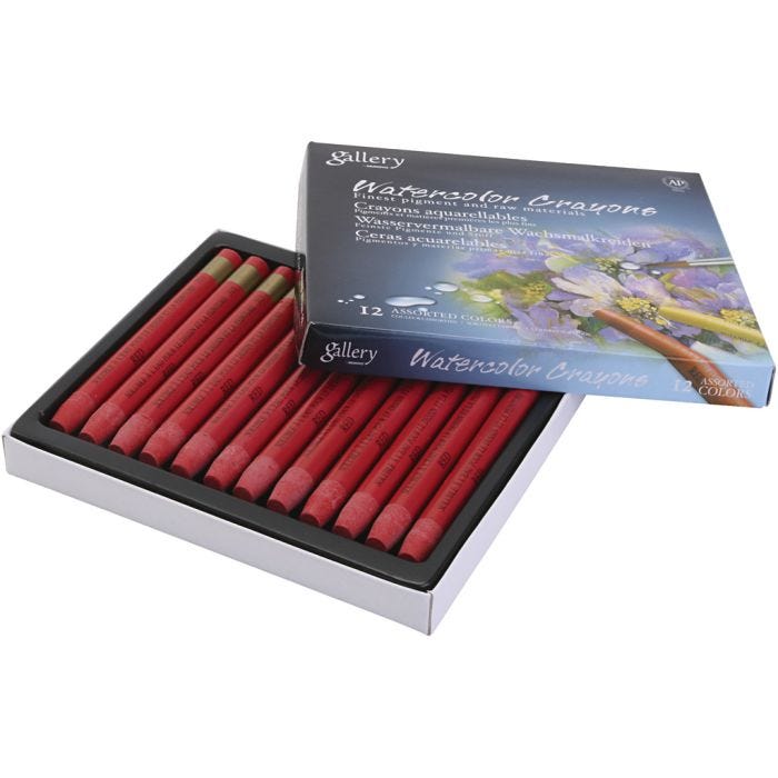 Pastels à la cire aquarellables, rouge, 12 pièces/ 1 Pq.