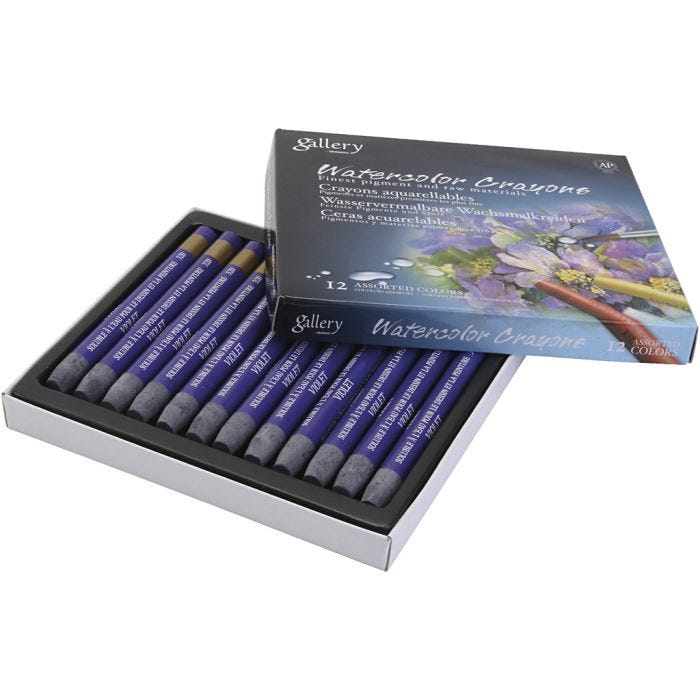 Pastels à la cire aquarellables, violet, 12 pièces/ 1 Pq.