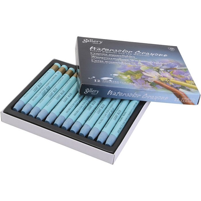 Pastels à la cire aquarellables, bleu clair, 12 pièces/ 1 Pq.