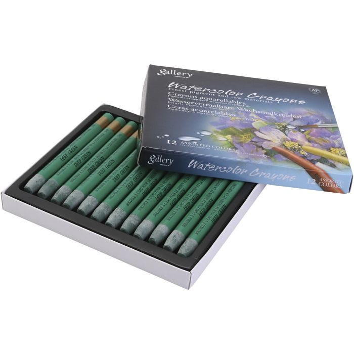 Pastels à la cire aquarellables, vert profond (348), 12 pièces/ 1 Pq.