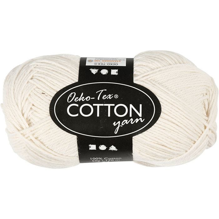 Fil de coton, dim. 8/4, L : 170 M, blanc cassé, 50 gr/ 1 boule