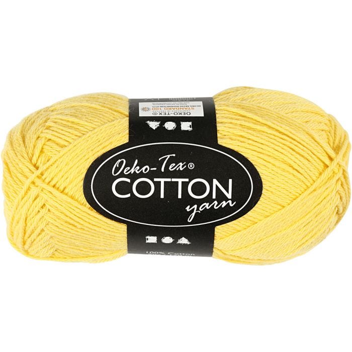 Fil de coton, dim. 8/4, L : 170 M, jaune, 50 gr/ 1 boule