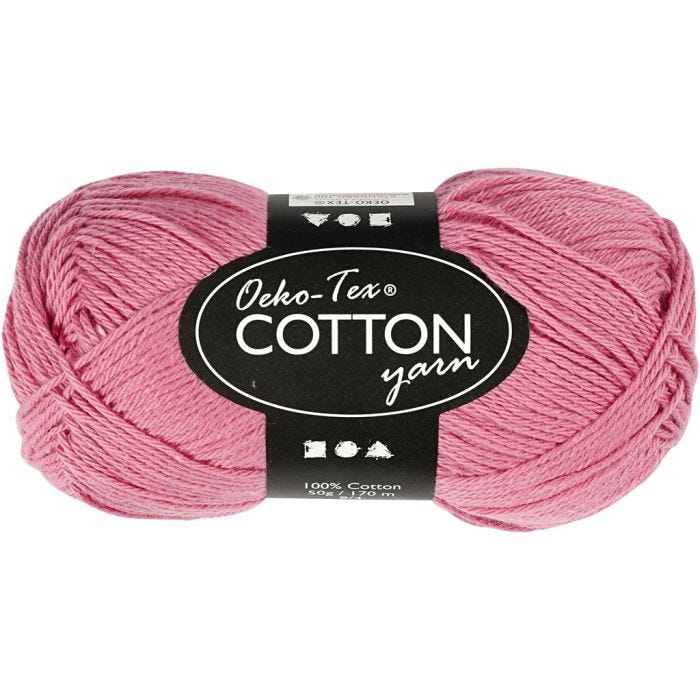 Fil de coton, dim. 8/4, L : 170 M, rose foncé, 50 gr/ 1 boule
