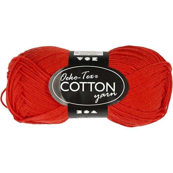 Fil de coton, dim. 8/4, L : 170 M, rouge, 50 gr/ 1 boule