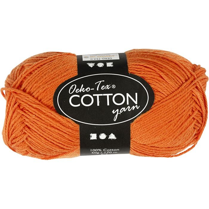 Fil de coton, dim. 8/4, L : 170 M, orange, 50 gr/ 1 boule