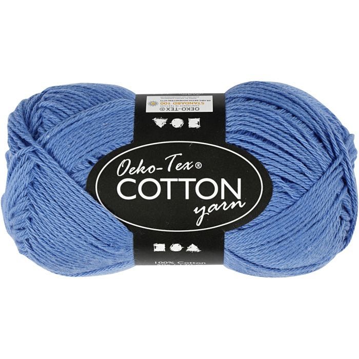 Fil de coton, dim. 8/4, L : 170 M, bleu, 50 gr/ 1 boule