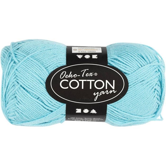 Fil de coton, dim. 8/4, L : 170 M, turquoise, 50 gr/ 1 boule