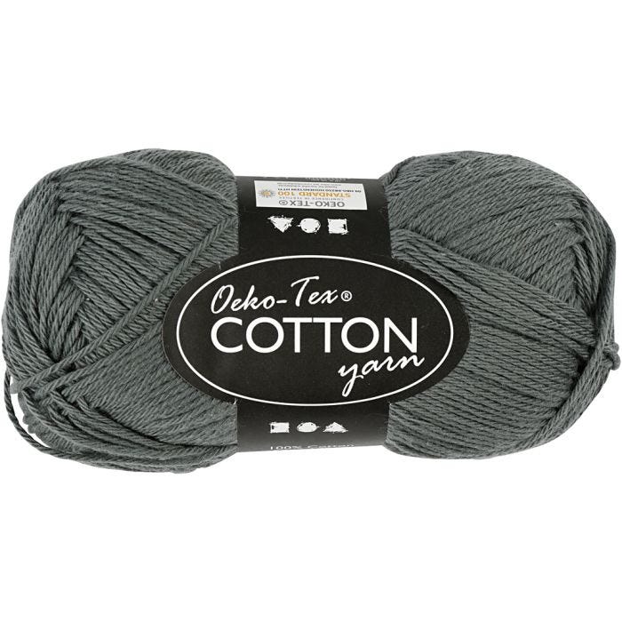 Fil de coton, dim. 8/4, L : 170 M, gris, 50 gr/ 1 boule