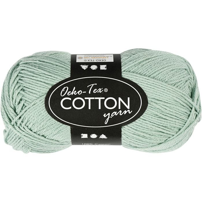 Fil de coton, dim. 8/4, L : 170 M, vert menthe, 50 gr/ 1 boule