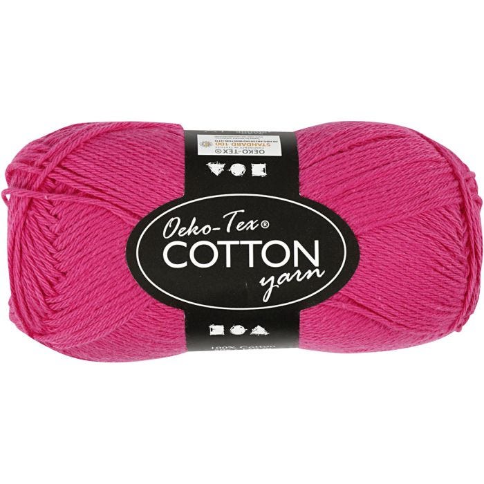Fil de coton, dim. 8/4, L : 170 M, rose, 50 gr/ 1 boule