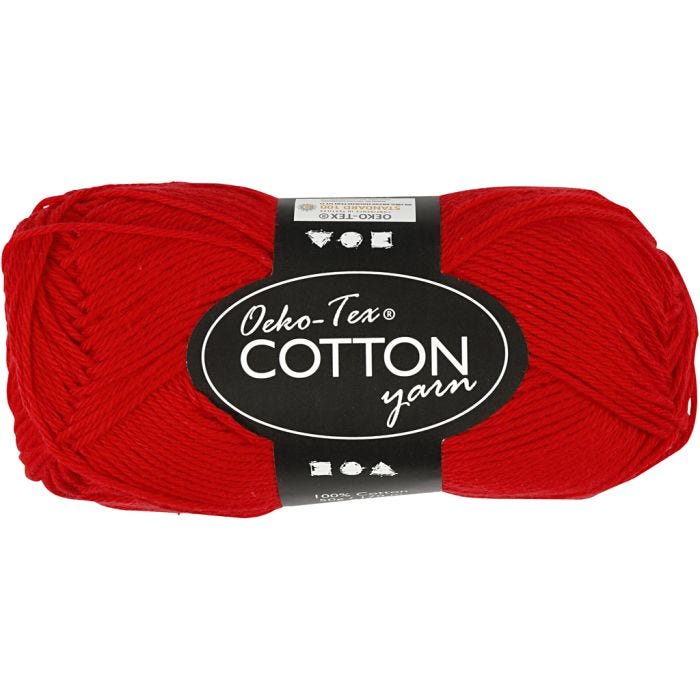 Fil de coton, dim. 8/4, L : 170 M, rouge foncé, 50 gr/ 1 boule