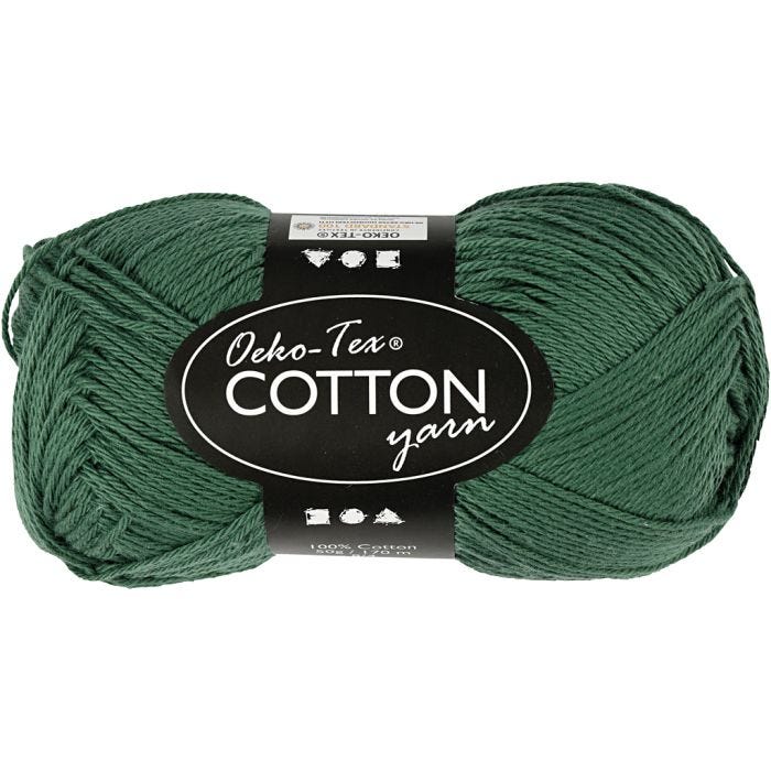 Fil de coton, dim. 8/4, L : 170 M, vert foncé, 50 gr/ 1 boule