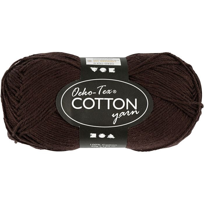 Fil de coton, dim. 8/4, L : 170 M, brun foncé, 50 gr/ 1 boule