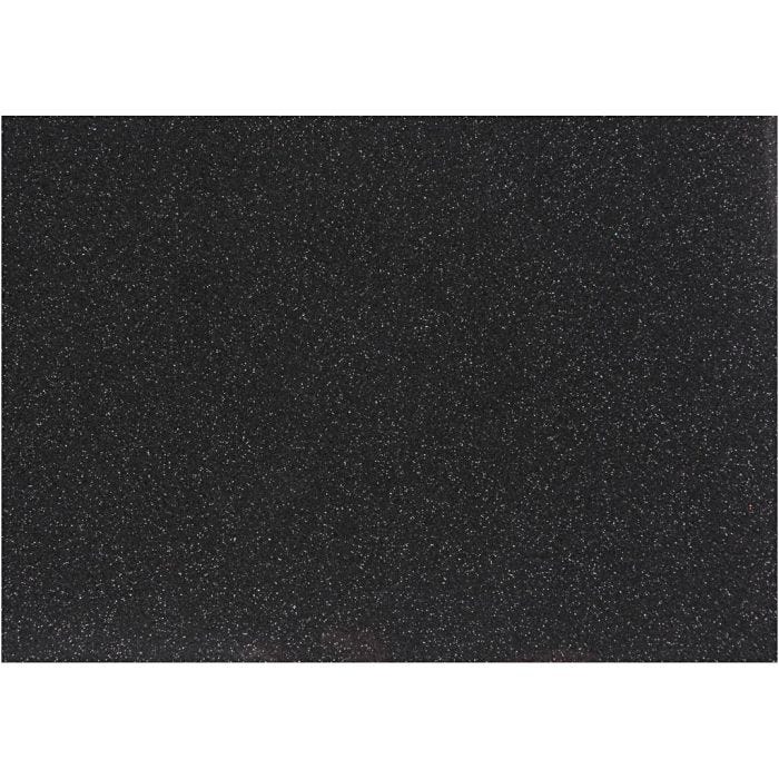 Film à repasser, A5, feuille 148x210 mm, paillettes, noir, 1 flles