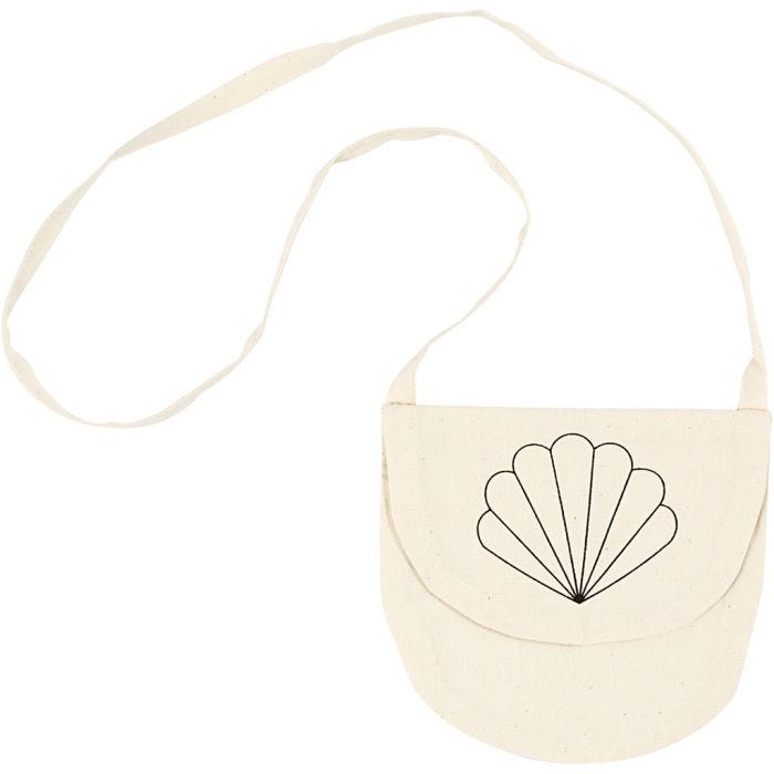 Sac bandoulière, coquillage, dim. 15x14 cm, 110 gr, naturel clair, 1 pièce