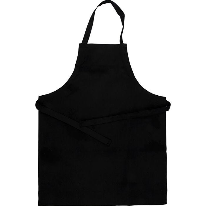 Tablier, L : 70 cm, L : 55 cm, dim. 7-12 ans, 210 gr, noir, 1 pièce