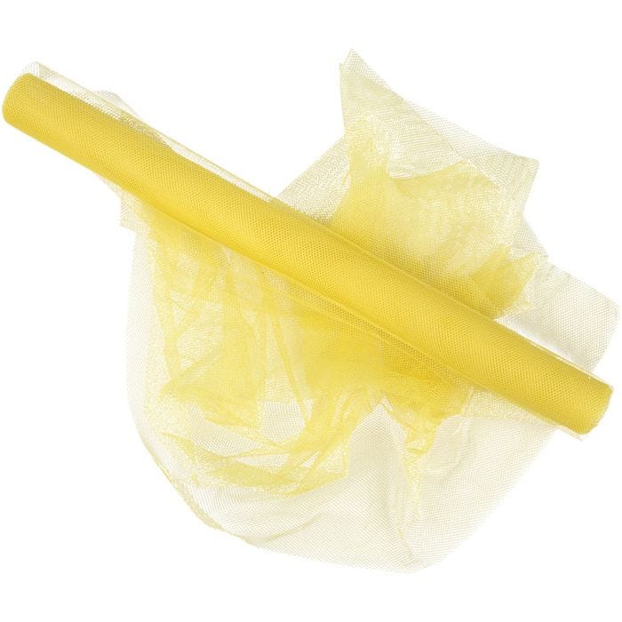 Tulle, L : 50 cm, jaune, 5 m/ 1 rouleau