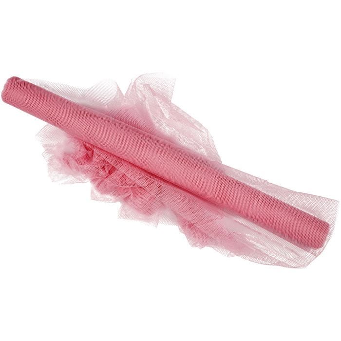 Tulle, L : 50 cm, rose, 5 m/ 1 rouleau