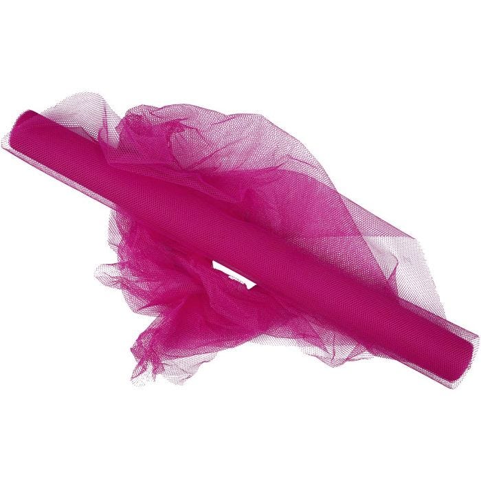 Tulle, L : 50 cm, rose, 5 m/ 1 rouleau
