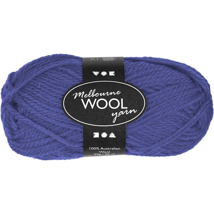 Pelote de laine Melbourne, L : 92 M, bleu, 50 gr/ 1 boule