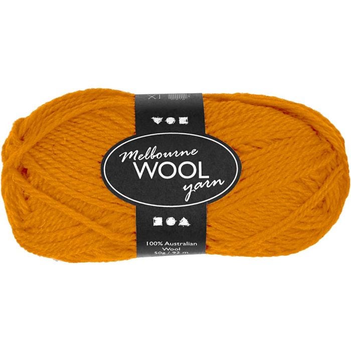 Pelote de laine Melbourne, L : 92 M, ochre, 50 gr/ 1 boule