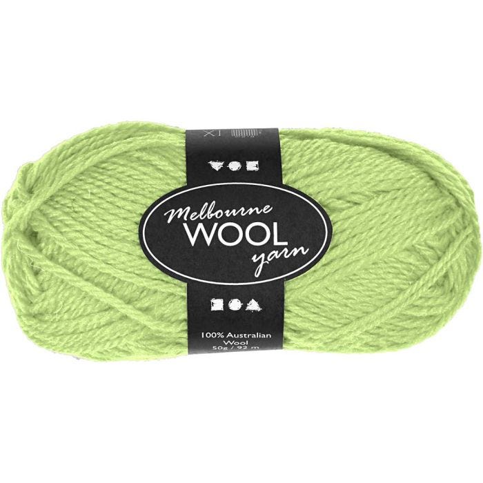 Pelote de laine Melbourne, L : 92 M, vert néon, 50 gr/ 1 boule