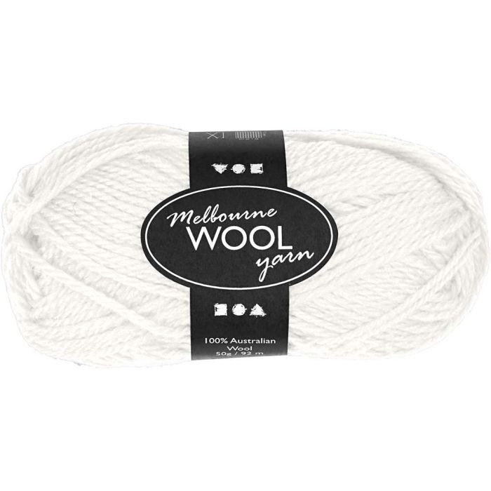 Pelote de laine Melbourne, L : 92 M, blanc cassé, 50 gr/ 1 boule