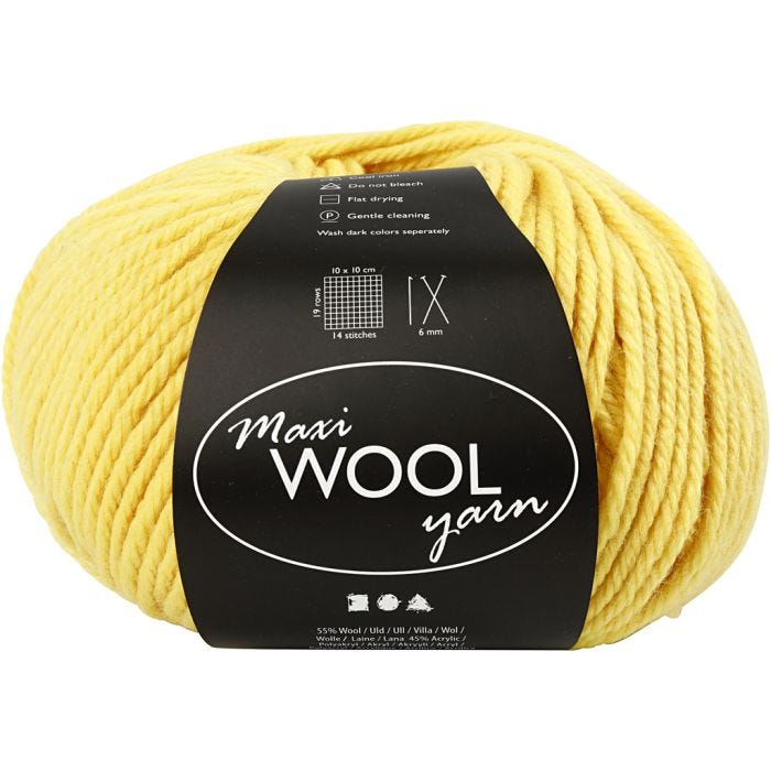 Pelotes de Laine, L : 125 M, jaune, 100 gr/ 1 boule