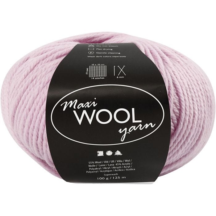 Pelotes de Laine, L : 125 M, dusty rose, 100 gr/ 1 boule